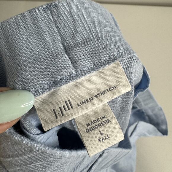 J. Jill Linen Stretch Pants Womens Large Tall Blue Trousers Pull On Coastal Prep - Picture 10 of 12